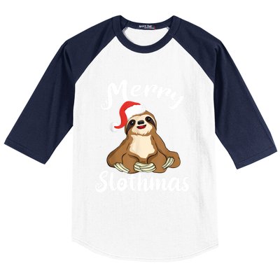 Merry Slothmas For Sloth Lovers Cute Christmas Sloth Cool Gift Baseball Sleeve Shirt