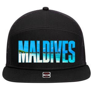 Maldives Souvenir For Couple Or Family Summer Vacay 7 Panel Mesh Trucker Snapback Hat