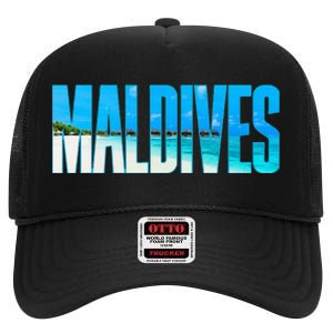 Maldives Souvenir For Couple Or Family Summer Vacay High Crown Mesh Back Trucker Hat