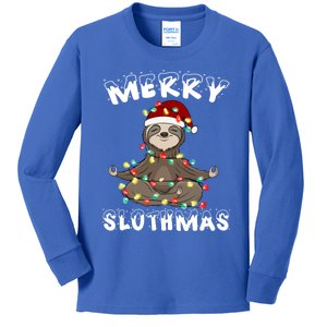 Merry Slothmas Funny Sloth Christmas Pajama For Sloth Lovers Gift Kids Long Sleeve Shirt