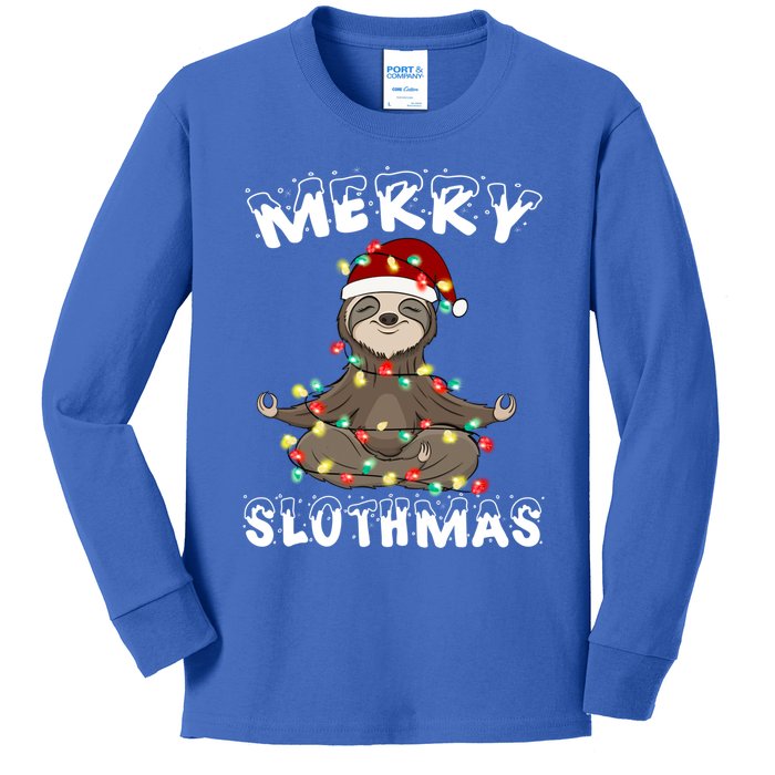 Merry Slothmas Funny Sloth Christmas Pajama For Sloth Lovers Gift Kids Long Sleeve Shirt