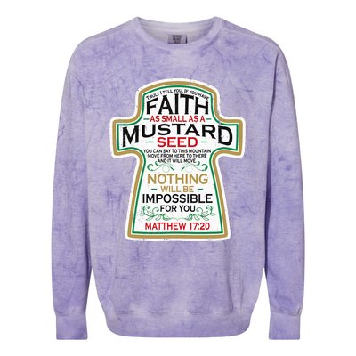 Mustard Seed Faith Christian Gifts Mathew 17 20 Scripture Colorblast Crewneck Sweatshirt