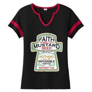 Mustard Seed Faith Christian Gifts Mathew 17 20 Scripture Ladies Halftime Notch Neck Tee