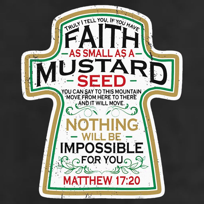 Mustard Seed Faith Christian Gifts Mathew 17 20 Scripture 7 Panel Mesh Trucker Snapback Hat