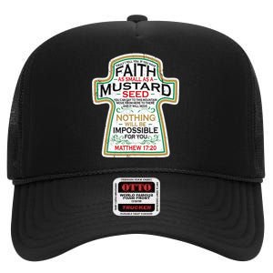 Mustard Seed Faith Christian Gifts Mathew 17 20 Scripture High Crown Mesh Back Trucker Hat