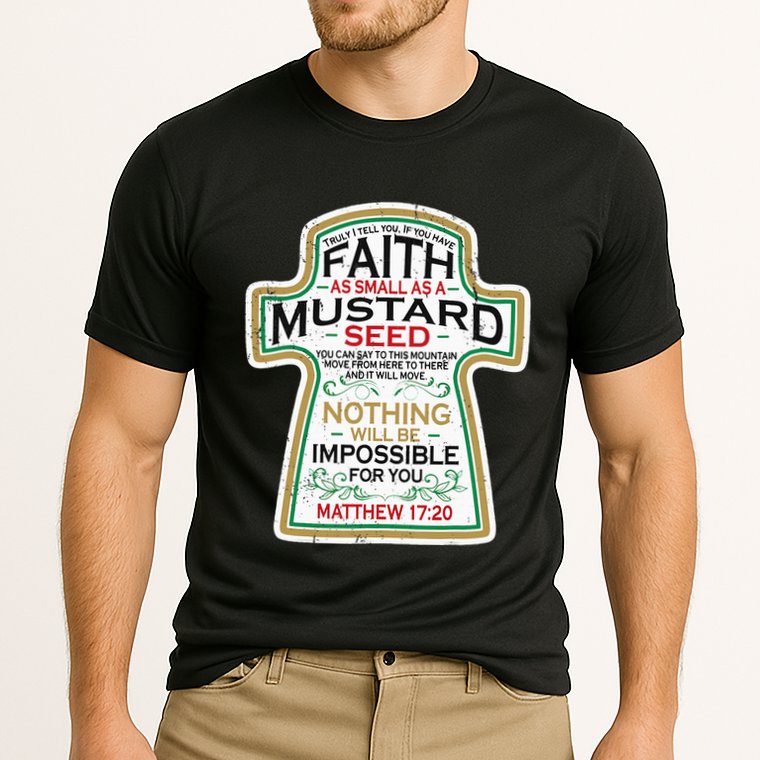 Mustard Seed Faith Christian Gifts Mathew 17 20 Scripture Cooling Performance Crew T-Shirt