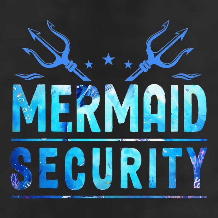 Mermaid Security Funny Dad Mermaid Family Mermaid Squad 7 Panel Mesh Trucker Snapback Hat