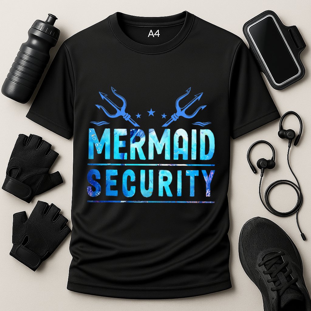 Mermaid Security Funny Dad Mermaid Family Mermaid Squad Cooling Performance Crew T-Shirt