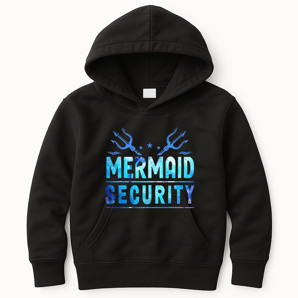 Mermaid Security Funny Dad Mermaid Family Mermaid Squad Kids Hoodie