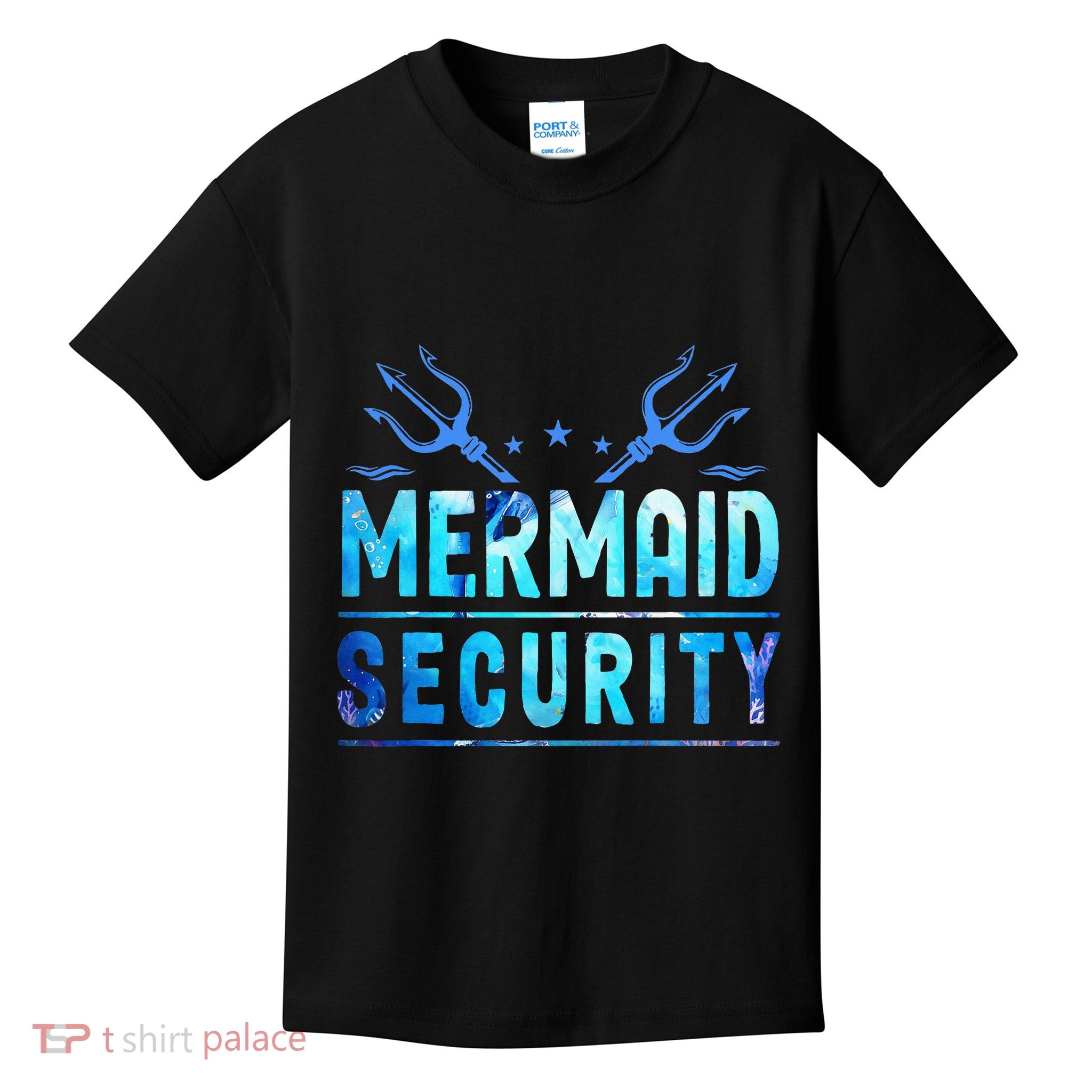 Mermaid Security Funny Dad Mermaid Family Mermaid Squad Kids T-Shirt