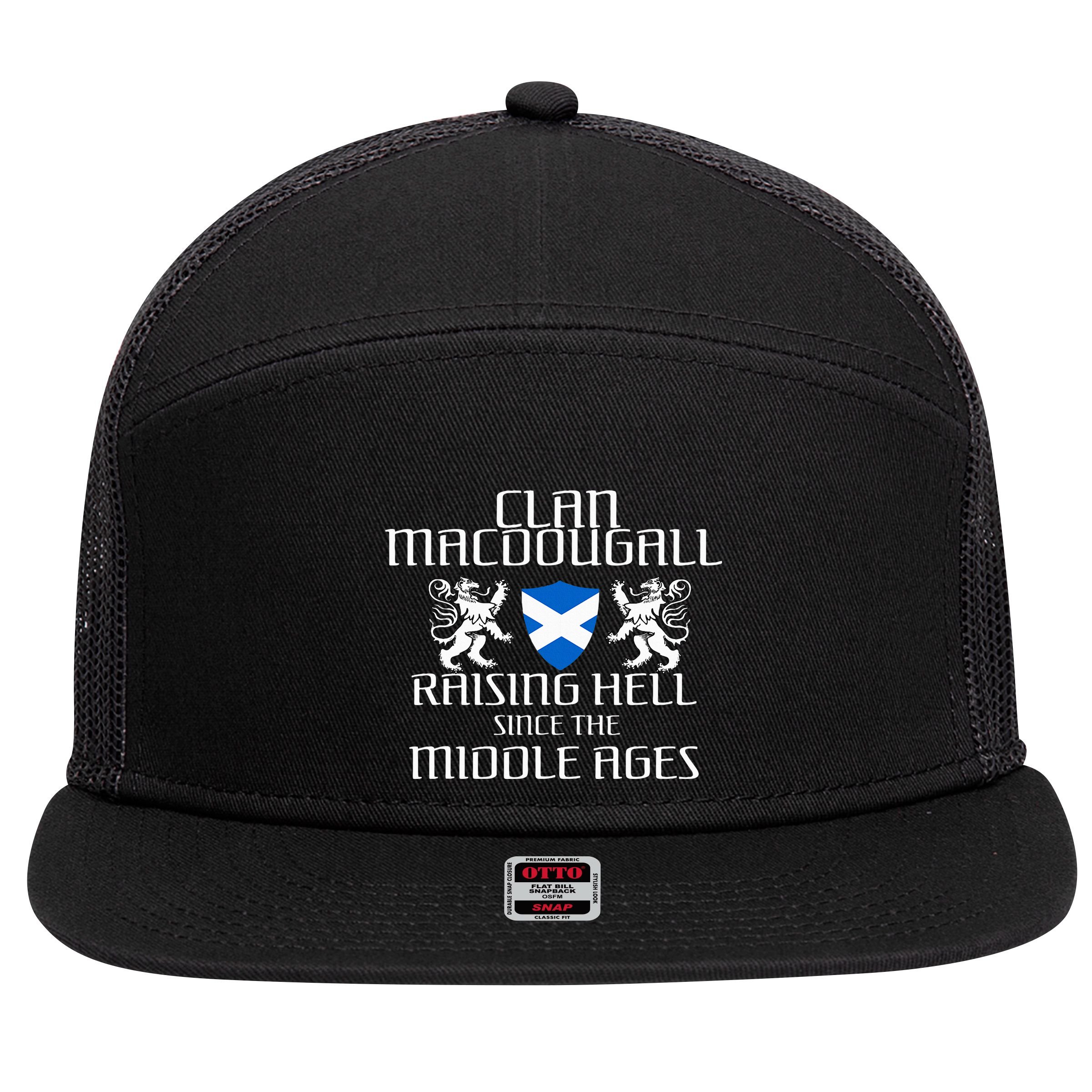 Macdougall Scottish Family Scotland Name Clan 7 Panel Mesh Trucker Snapback Hat