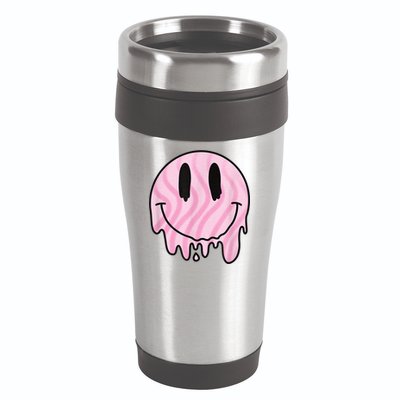 Melted Smiley Face Retro 80s Dripping Melting Happy Smile 16oz Travel Tumbler