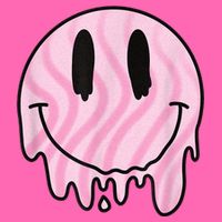 Melted Smiley Face Retro 80s Dripping Melting Happy Smile Stripe Pom Pom Beanie