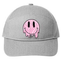 Melted Smiley Face Retro 80s Dripping Melting Happy Smile 7-Panel Snapback Hat