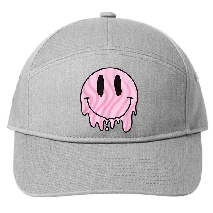 Melted Smiley Face Retro 80s Dripping Melting Happy Smile 7-Panel Snapback Hat