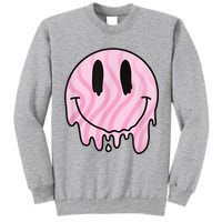 Melted Smiley Face Retro 80s Dripping Melting Happy Smile Tall Sweatshirt