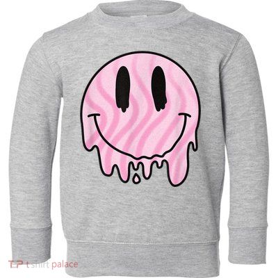 Melted Smiley Face Retro 80s Dripping Melting Happy Smile Toddler Sweatshirt