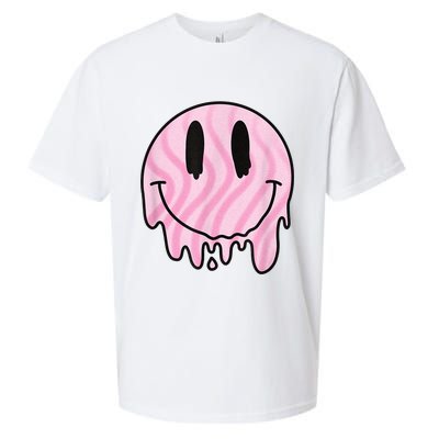 Melted Smiley Face Retro 80s Dripping Melting Happy Smile Sueded Cloud Jersey T-Shirt