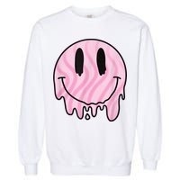 Melted Smiley Face Retro 80s Dripping Melting Happy Smile Garment-Dyed Sweatshirt