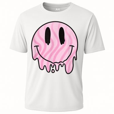 Melted Smiley Face Retro 80s Dripping Melting Happy Smile Performance Shirt