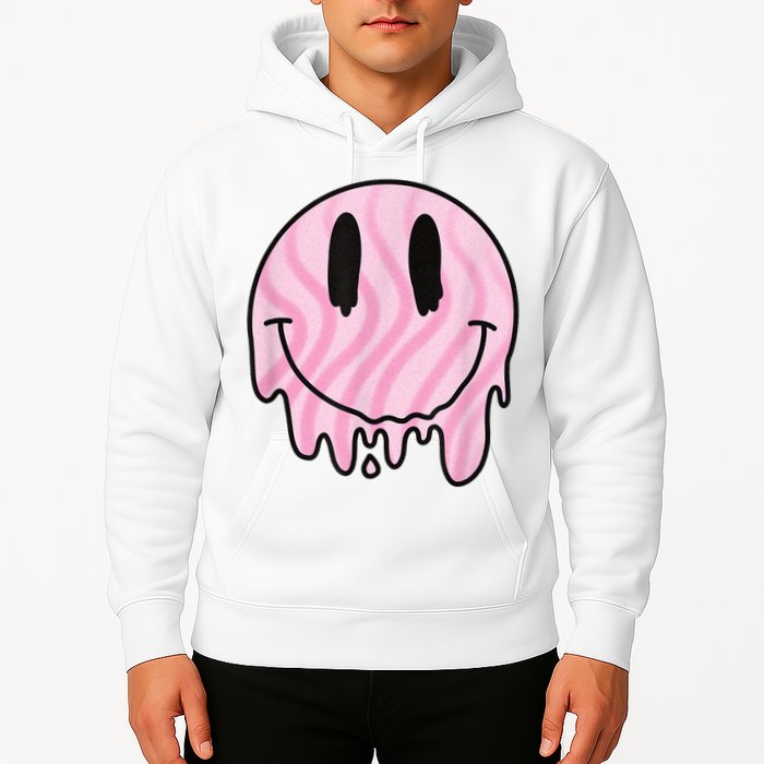 Melted Smiley Face Retro 80s Dripping Melting Happy Smile Hoodie