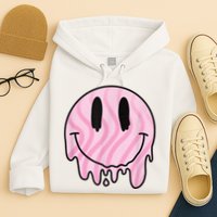 Melted Smiley Face Retro 80s Dripping Melting Happy Smile Hoodie