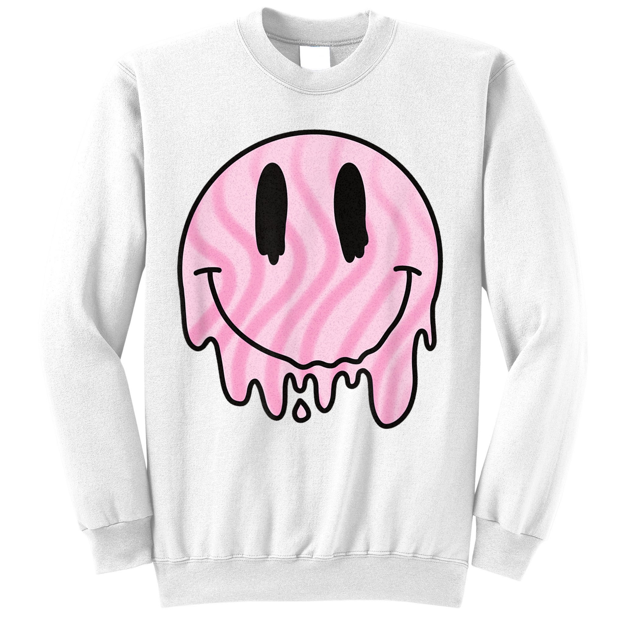 Melted Smiley Face Retro 80s Dripping Melting Happy Smile Sweatshirt