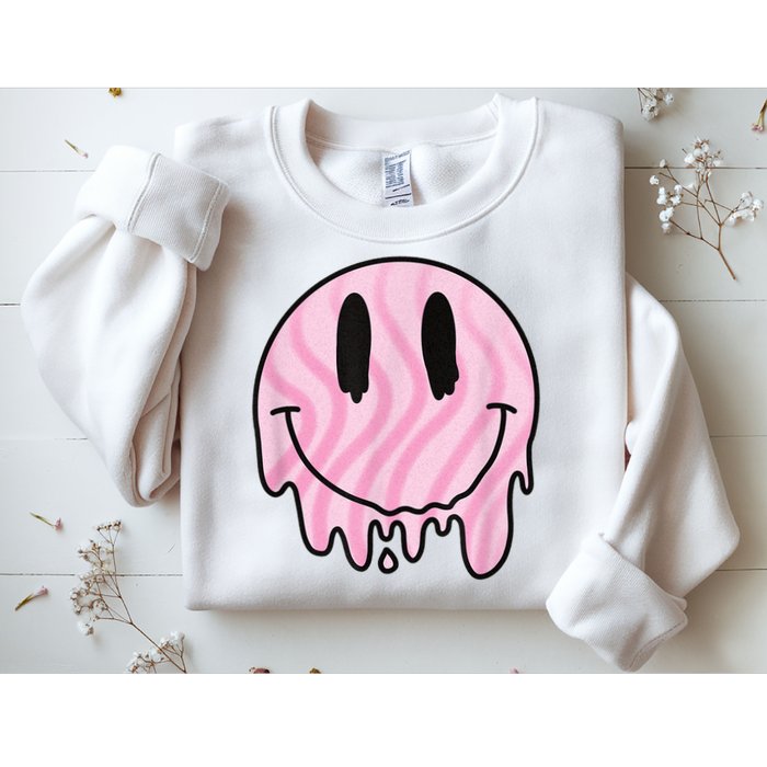 Melted Smiley Face Retro 80s Dripping Melting Happy Smile Sweatshirt
