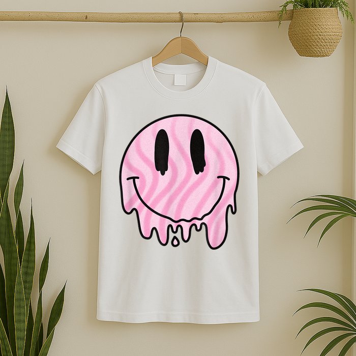 Melted Smiley Face Retro 80s Dripping Melting Happy Smile T-Shirt