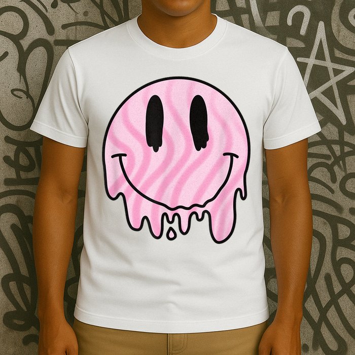 Melted Smiley Face Retro 80s Dripping Melting Happy Smile T-Shirt