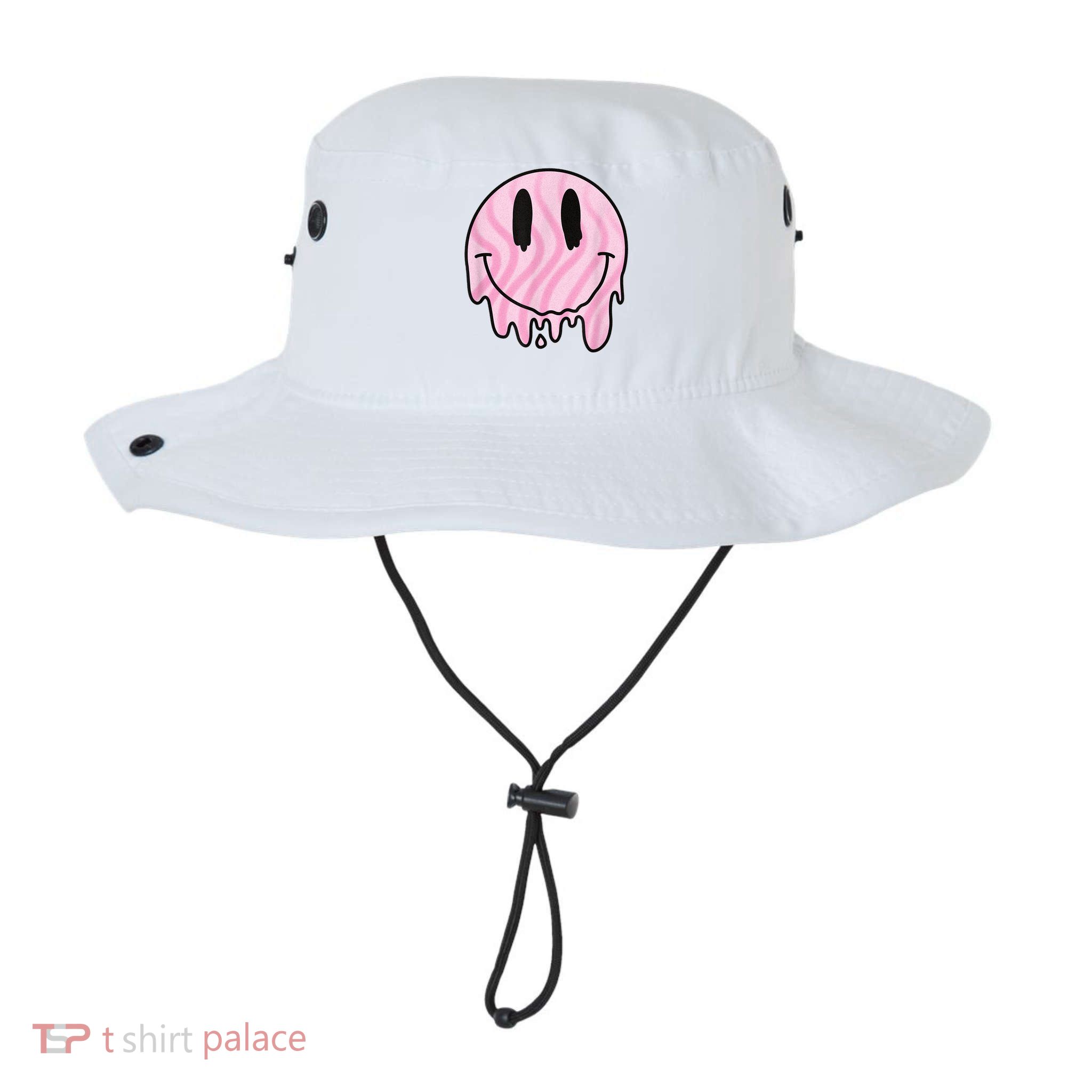 Melted Smiley Face Retro 80s Dripping Melting Happy Smile Bucket Hat