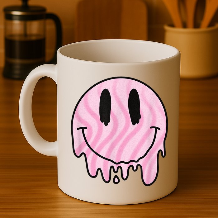 Melted Smiley Face Retro 80s Dripping Melting Happy Smile Mug