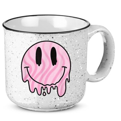 Melted Smiley Face Retro 80s Dripping Melting Happy Smile 15oz Campfire Ceramic Mug