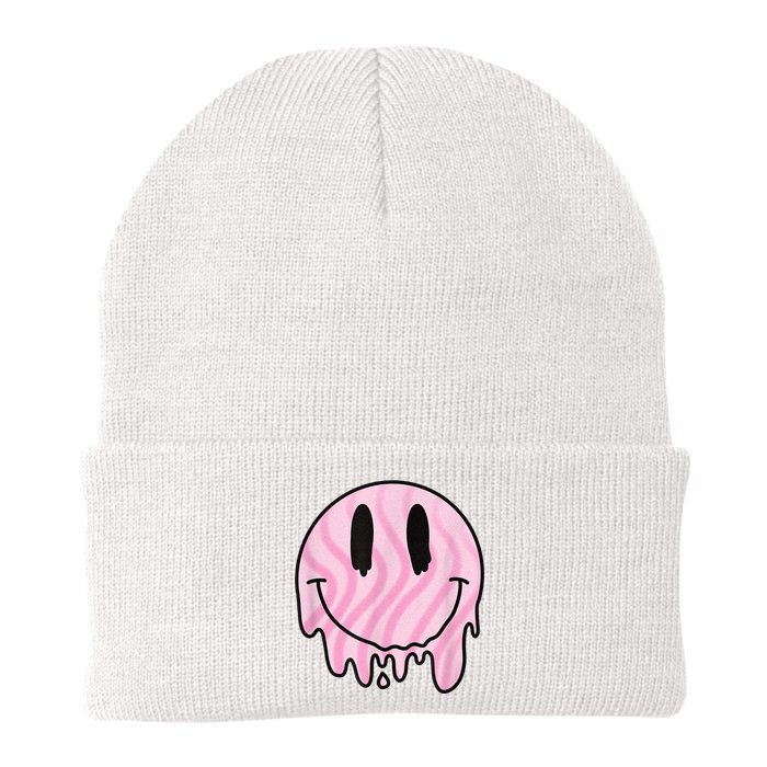 Melted Smiley Face Retro 80s Dripping Melting Happy Smile Beanie