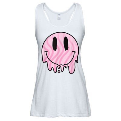 Melted Smiley Face Retro 80s Dripping Melting Happy Smile Ladies Essential Flowy Tank