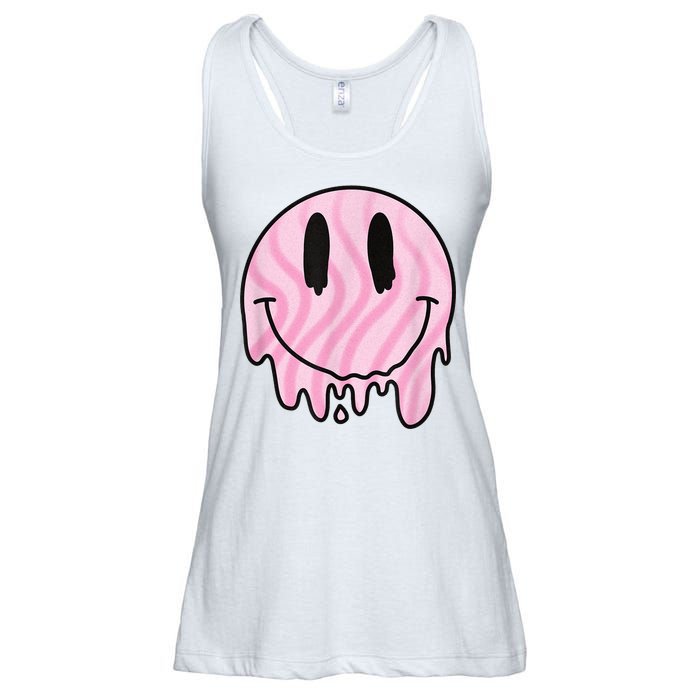 Melted Smiley Face Retro 80s Dripping Melting Happy Smile Ladies Essential Flowy Tank