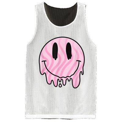 Melted Smiley Face Retro 80s Dripping Melting Happy Smile Mesh Reversible Basketball Jersey Tank