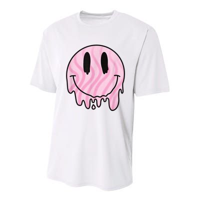 Melted Smiley Face Retro 80s Dripping Melting Happy Smile Youth Performance Sprint T-Shirt