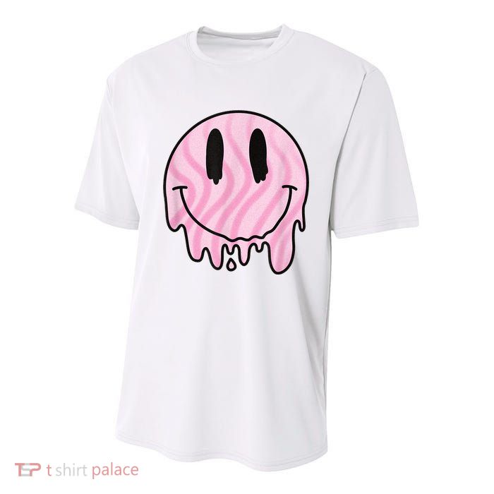 Melted Smiley Face Retro 80s Dripping Melting Happy Smile Youth Performance Sprint T-Shirt