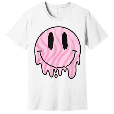 Melted Smiley Face Retro 80s Dripping Melting Happy Smile Premium T-Shirt