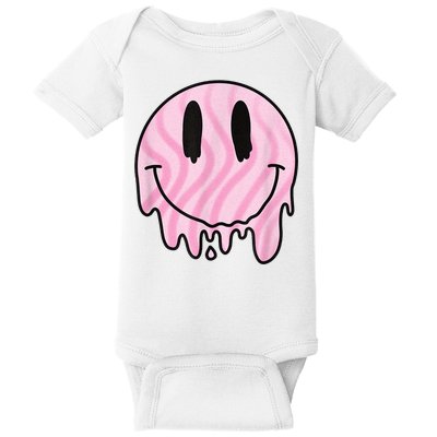 Melted Smiley Face Retro 80s Dripping Melting Happy Smile Baby Bodysuit