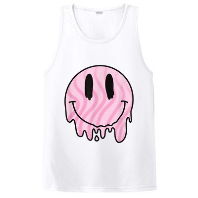 Melted Smiley Face Retro 80s Dripping Melting Happy Smile PosiCharge Competitor Tank