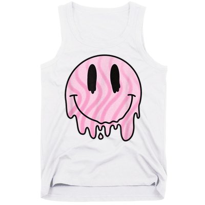 Melted Smiley Face Retro 80s Dripping Melting Happy Smile Tank Top