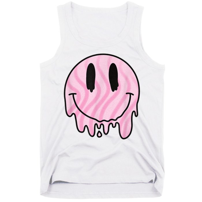 Melted Smiley Face Retro 80s Dripping Melting Happy Smile Tank Top