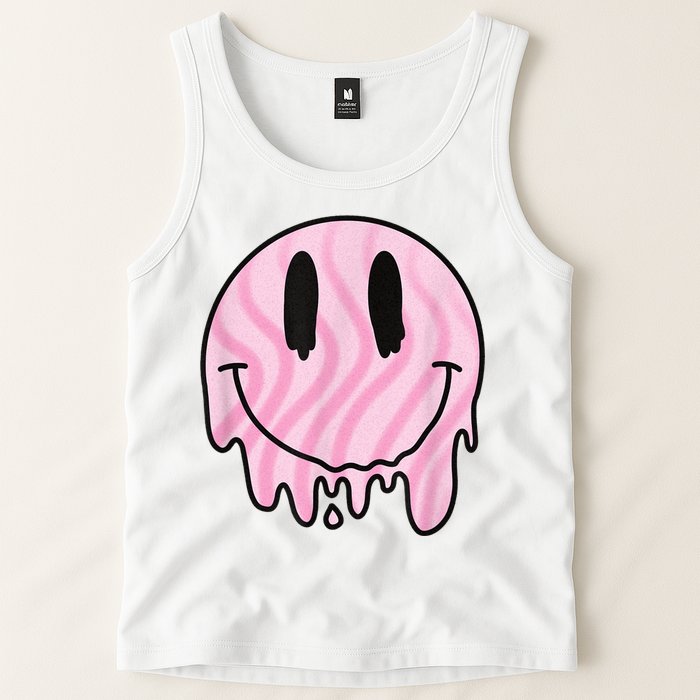 Melted Smiley Face Retro 80s Dripping Melting Happy Smile Tank Top
