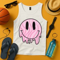 Melted Smiley Face Retro 80s Dripping Melting Happy Smile Tank Top