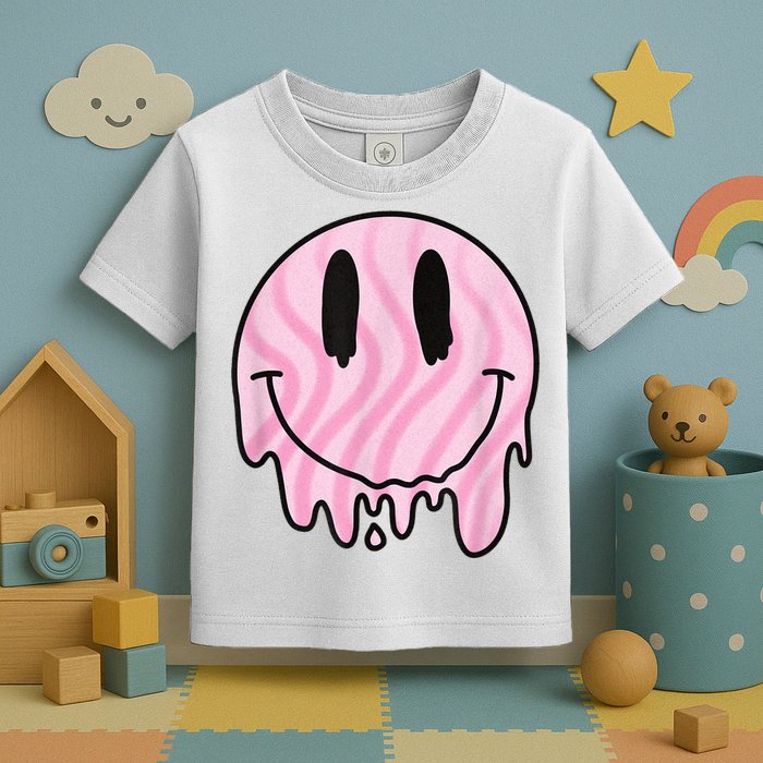 Melted Smiley Face Retro 80s Dripping Melting Happy Smile Toddler T-Shirt