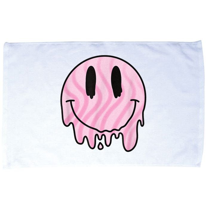 Melted Smiley Face Retro 80s Dripping Melting Happy Smile Microfiber Hand Towel