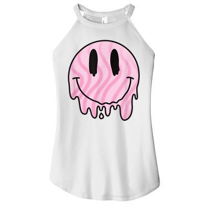 Melted Smiley Face Retro 80s Dripping Melting Happy Smile Women's Perfect Tri Rocker Tank