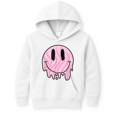 Melted Smiley Face Retro 80s Dripping Melting Happy Smile Kids Hoodie